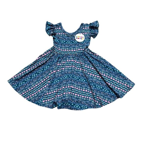 Dot Dot‎ Smile Toddler Girls Size 2T Blue Pink Empire Flutter Twirl Dress NWT - Picture 1 of 6